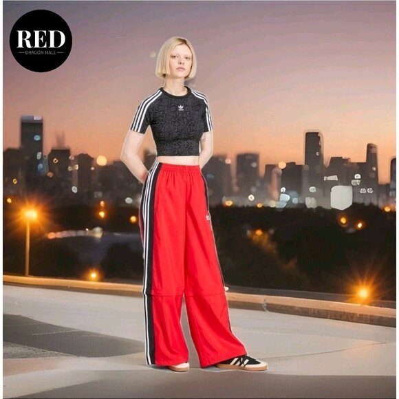 Adidas Rasant Cut Line Collegiate Red Track Pants JY4616 - Women's Size S - Picture 6 of 7